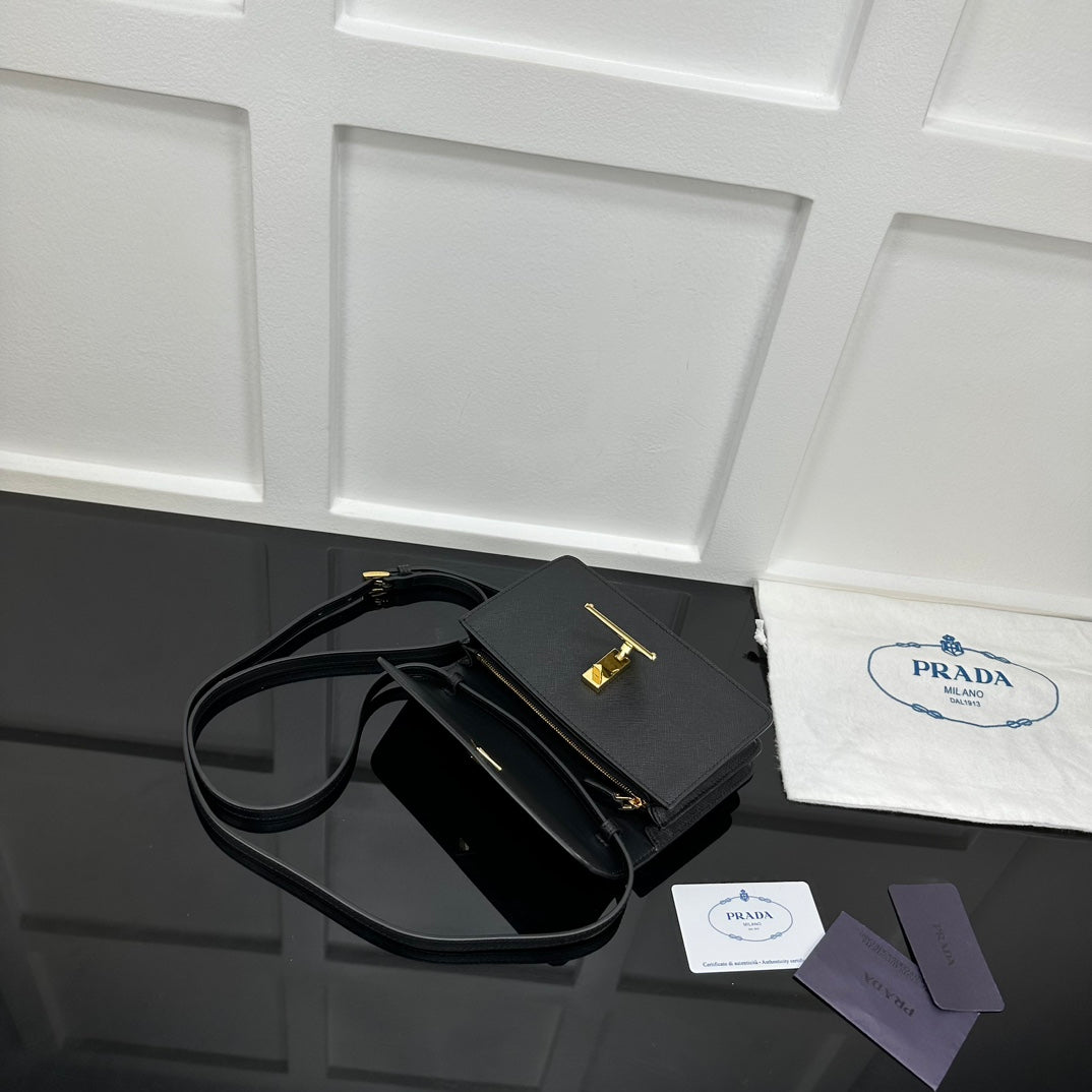 Prada 2026 Embleme Shoulder Bag 24.5cm Calfskin