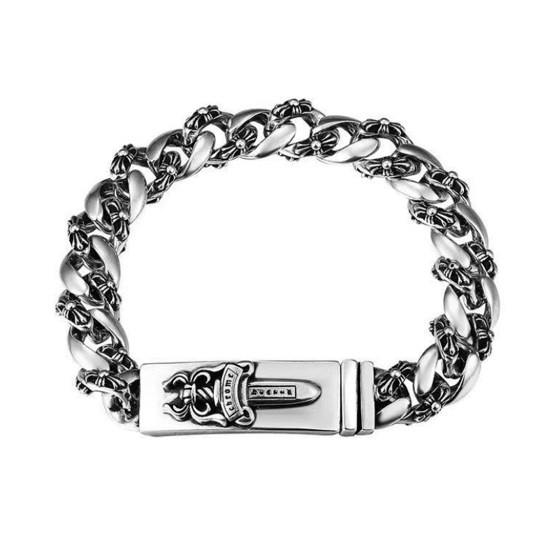 Chrome-Hearts DAGGER ID FANCY LINK CLIP BRACELET -9