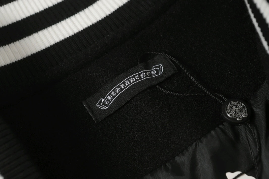 Chrome-Hearts Black White Street Style Baseball Coat 0002
