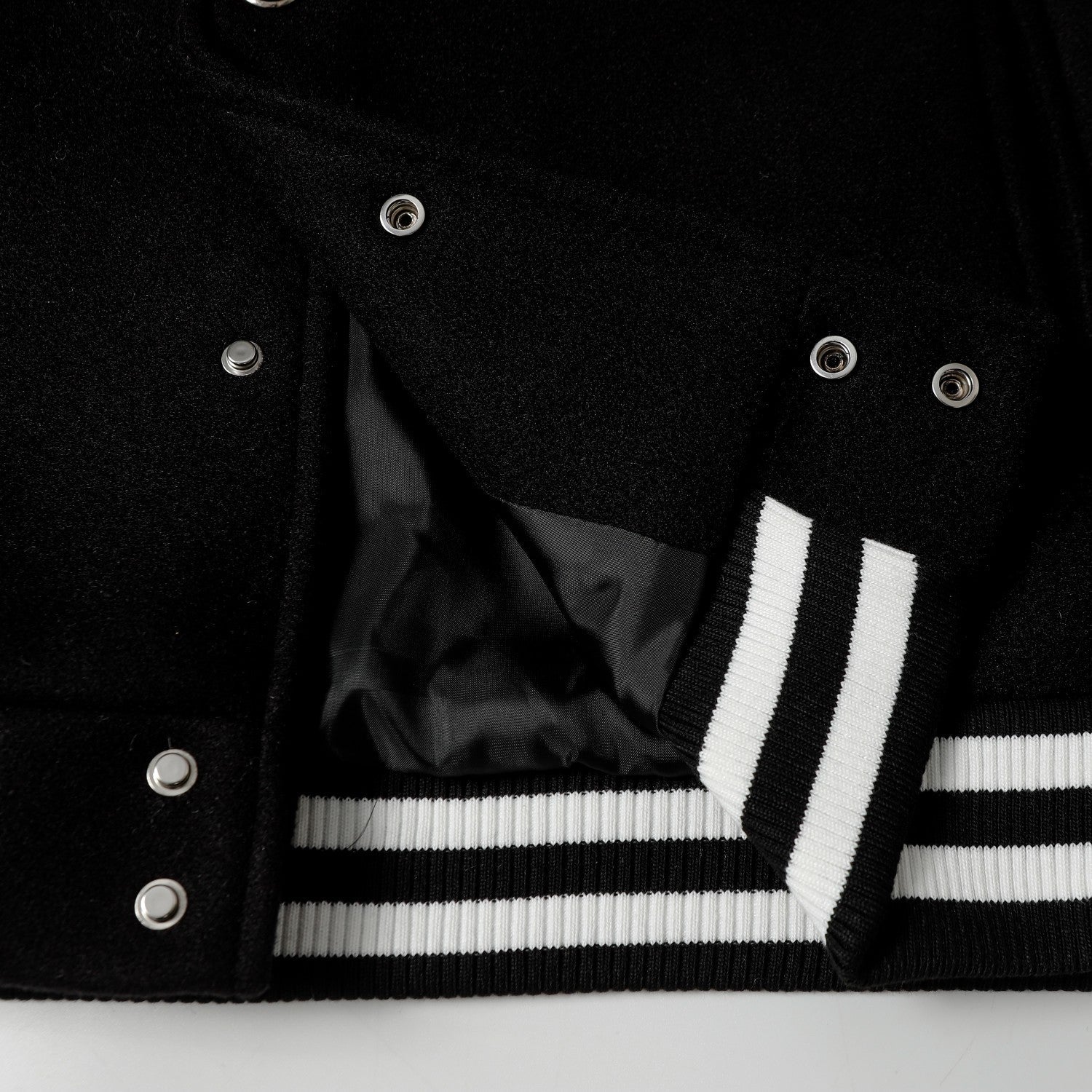 Chrome-Hearts Layered Cross Varsity Jacket - Black White Street Style Outerwear 2208