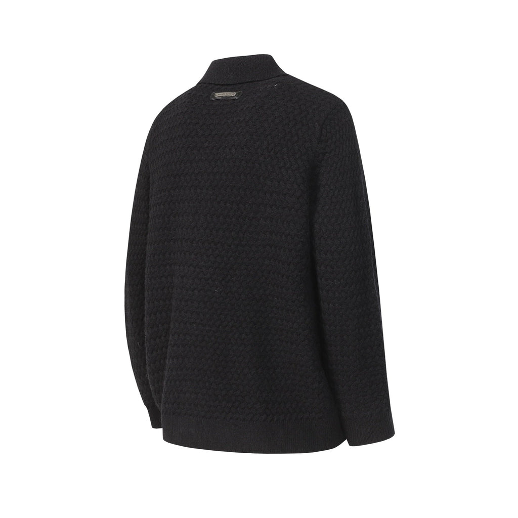 Chrome-Hearts Gothic Cross Knit Cardigan - Black Grey Streetwear Jacket 904