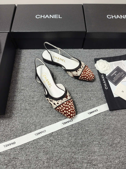 Chanel 2026 Slingback Black Cream Brown Horsehair Calfskin 696630