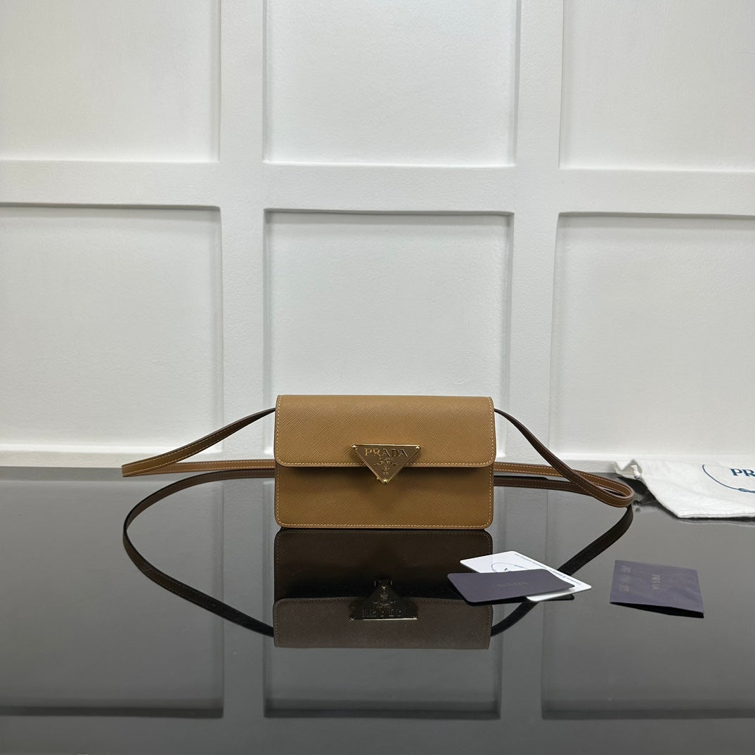 Prada 2026 Embleme Shoulder Bag 24.5cm Calfskin