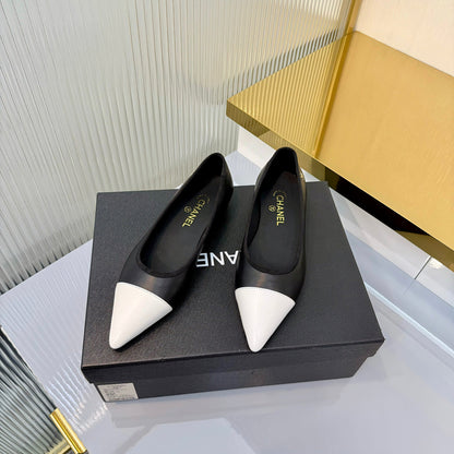 CC 2026 Ballet Flats Black White Sheepskin 668124