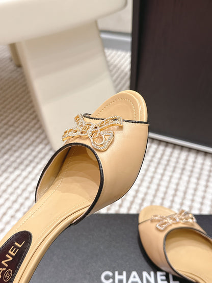 CC 26s Stiletto Sandals 55 Beige Leather 652569