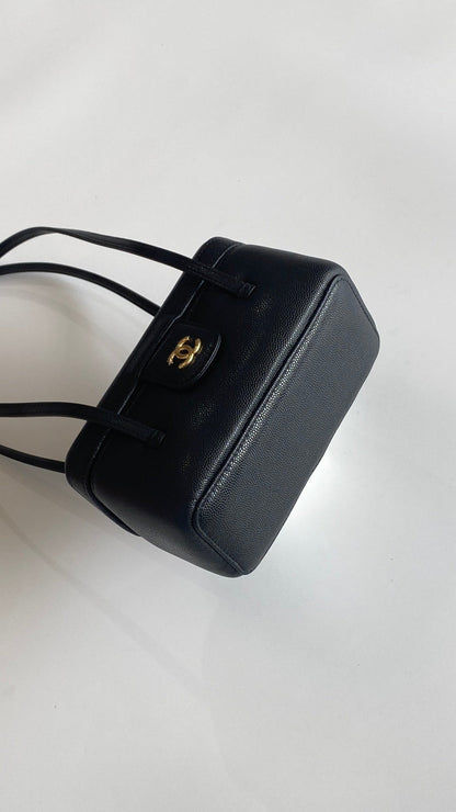 Chanel 2026 Preppy Coco Mini Vanity Shoulder Bag 17cm Black Caviar Leather