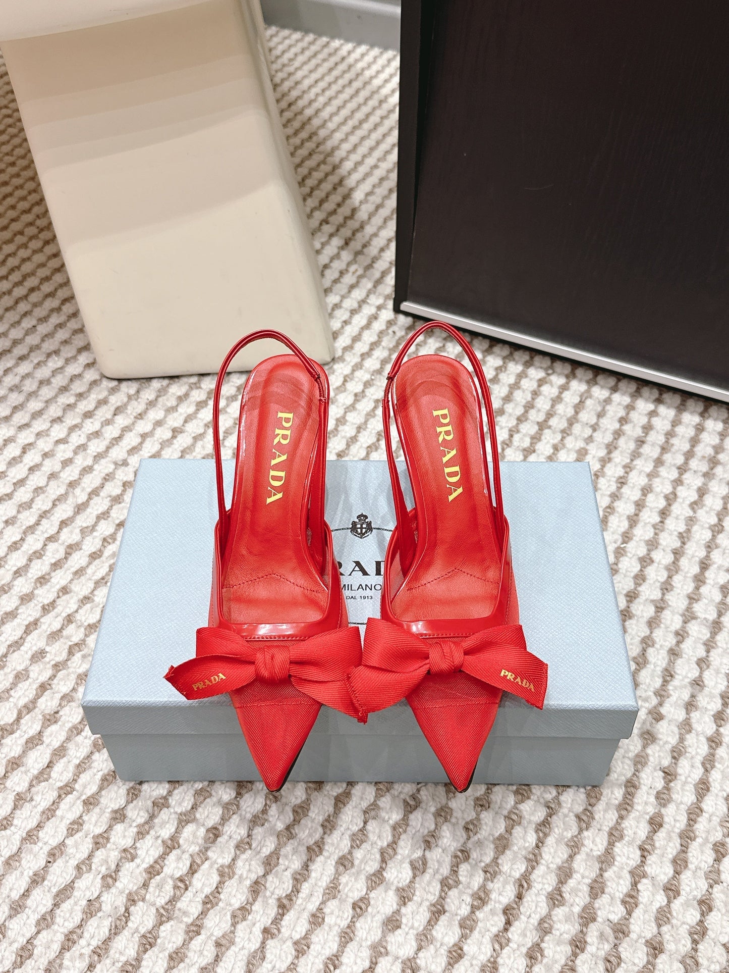 PRA 2026S Slingback 70 Scarlet Red Mesh Leather 657733