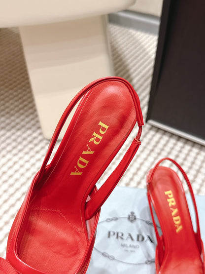 PRA 2026S Slingback 70 Scarlet Red Mesh Leather 657733