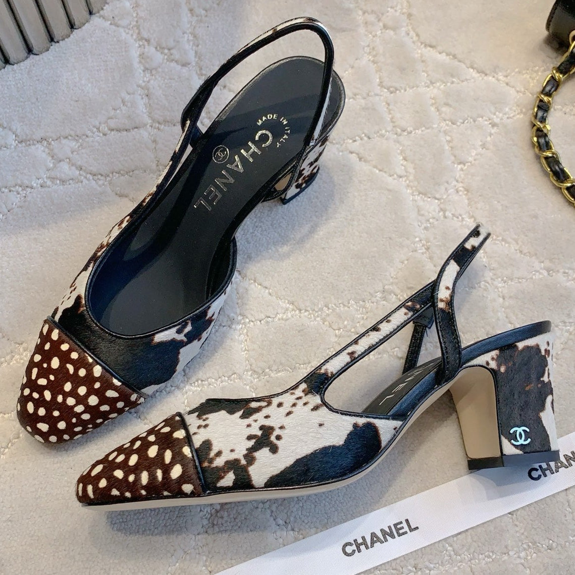 Chanel 2026 Slingback White Brown Black Calfskin 556950