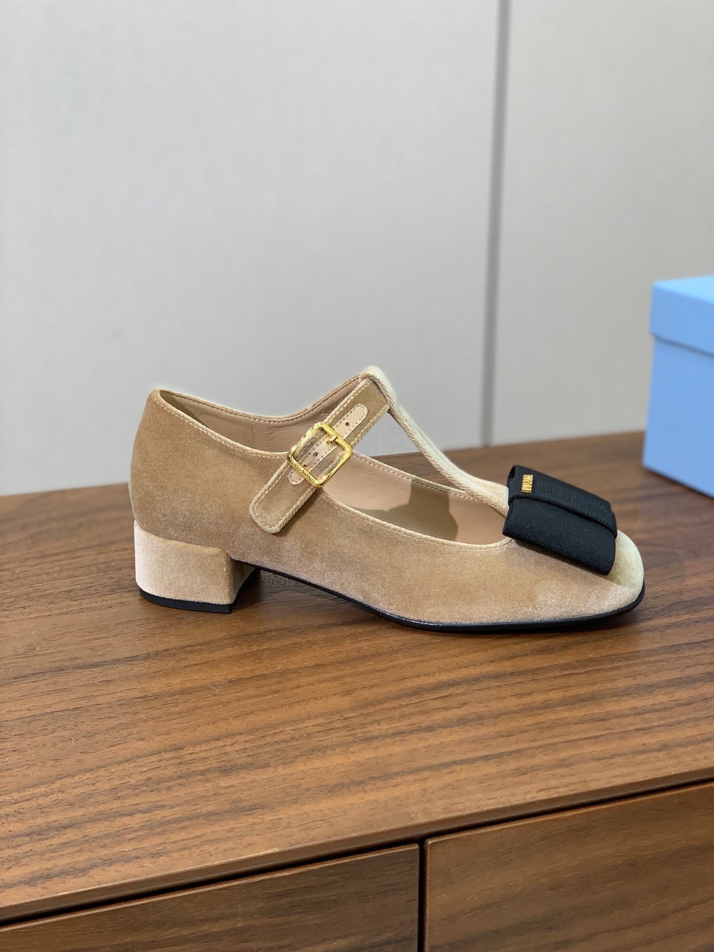 Prada 2026 T-strap Mary Janes 25mm Bow Calfskin Leather 792681