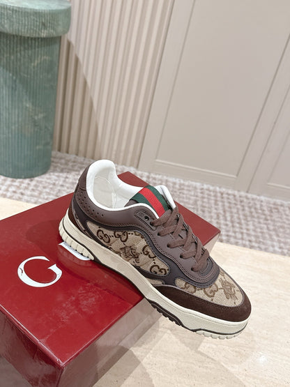 GG 26 Couple Sneakers Brown Beige Cowhide 630705