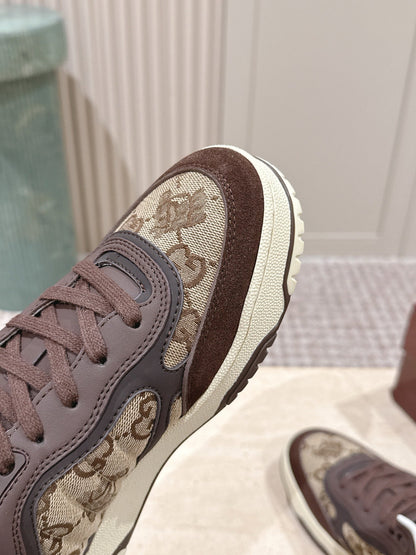 GG 26 Couple Sneakers Brown Beige Cowhide 630705