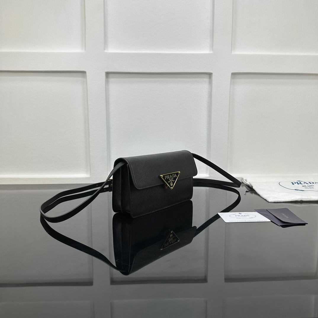 Prada 2026 Embleme Shoulder Bag 24.5cm Calfskin