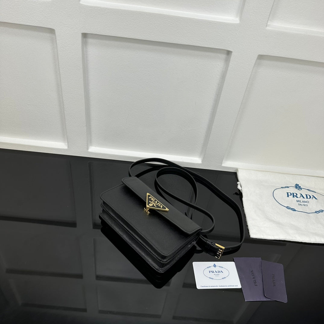 Prada 2026 Embleme Shoulder Bag 24.5cm Calfskin