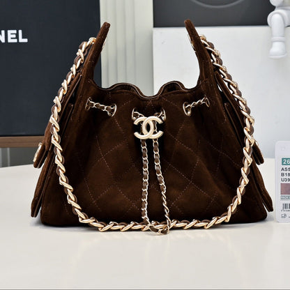 Chanel 2026 Hobo Bag 22cm Brown Suede 140689