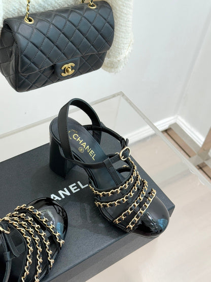 CC 26 Slingback Black Glossy Sheepskin & Calfskin 609980
