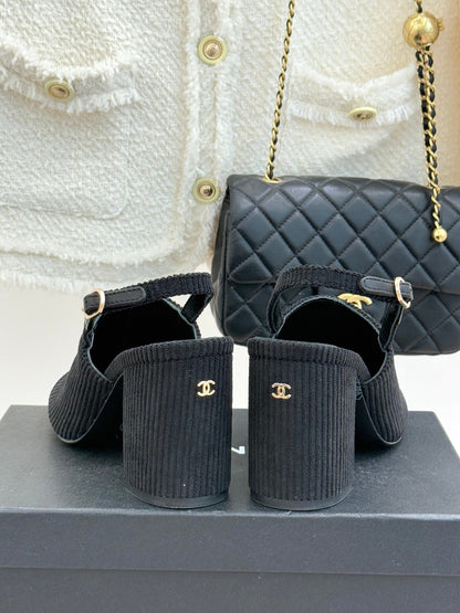 CC 26 Slingback Black Corduroy Grosgrain 609984
