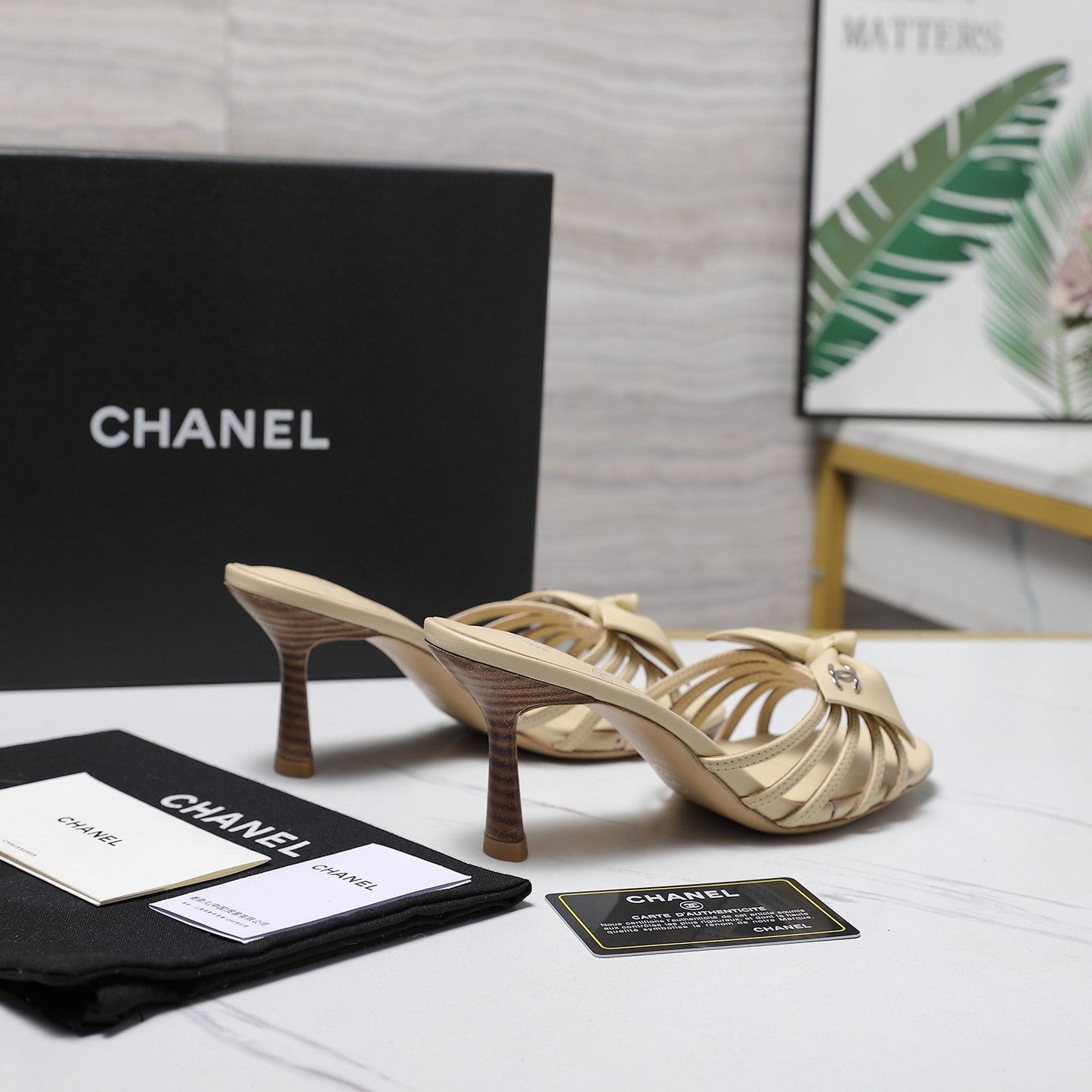 Chanel 2026 High-heeled Sandals With Delicate Bow 80mm Beige Cowhide 758428