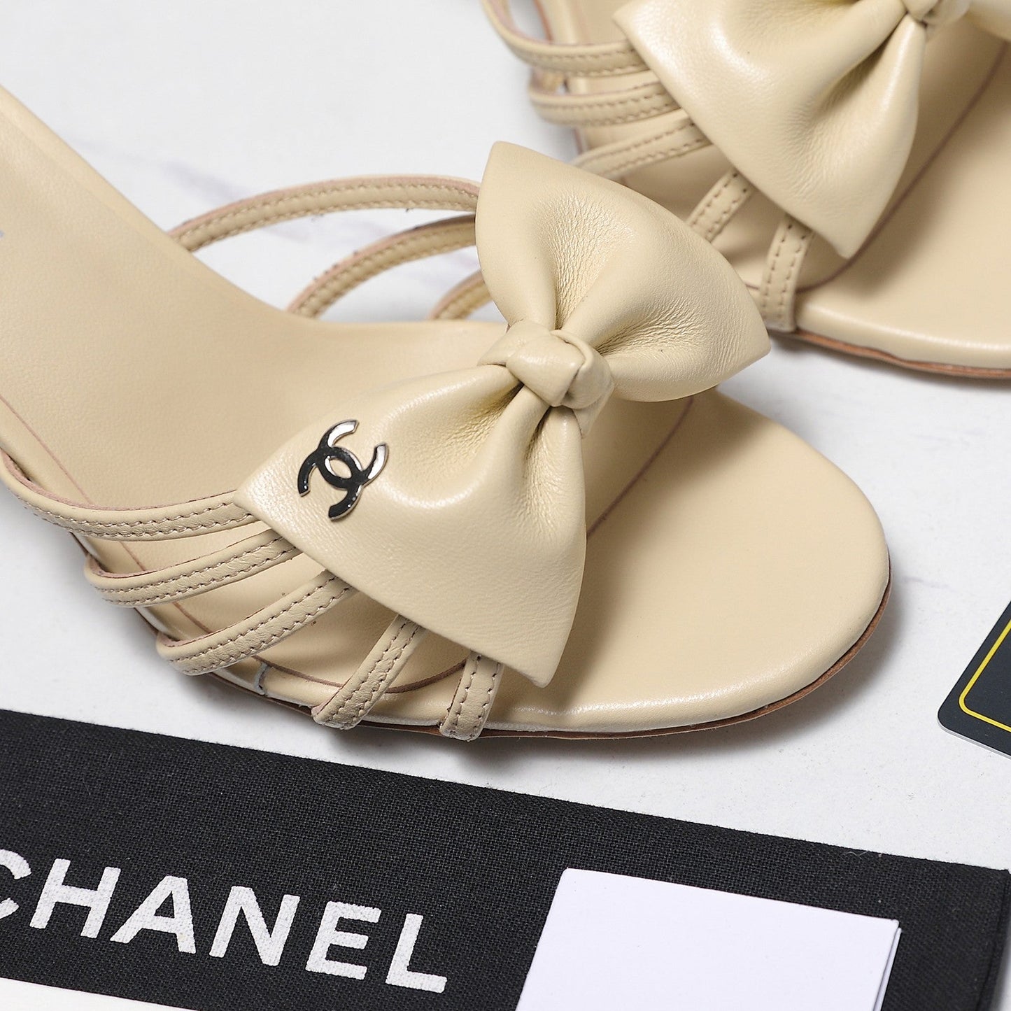 Chanel 2026 High-heeled Sandals With Delicate Bow 80mm Beige Cowhide 758428