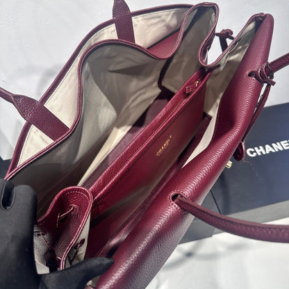 Chanel 2026 Large Shopping Bag 43cm Burgudny Grained Calfskin 363704