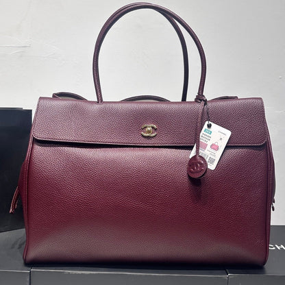 Chanel 2026 Large Shopping Bag 43cm Burgudny Grained Calfskin 363704