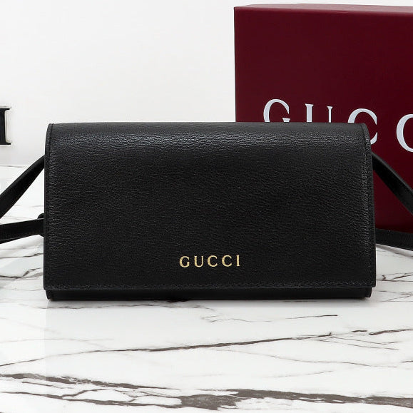 Gucci 2026 Wallet with Strap 19cm Black Calfskin