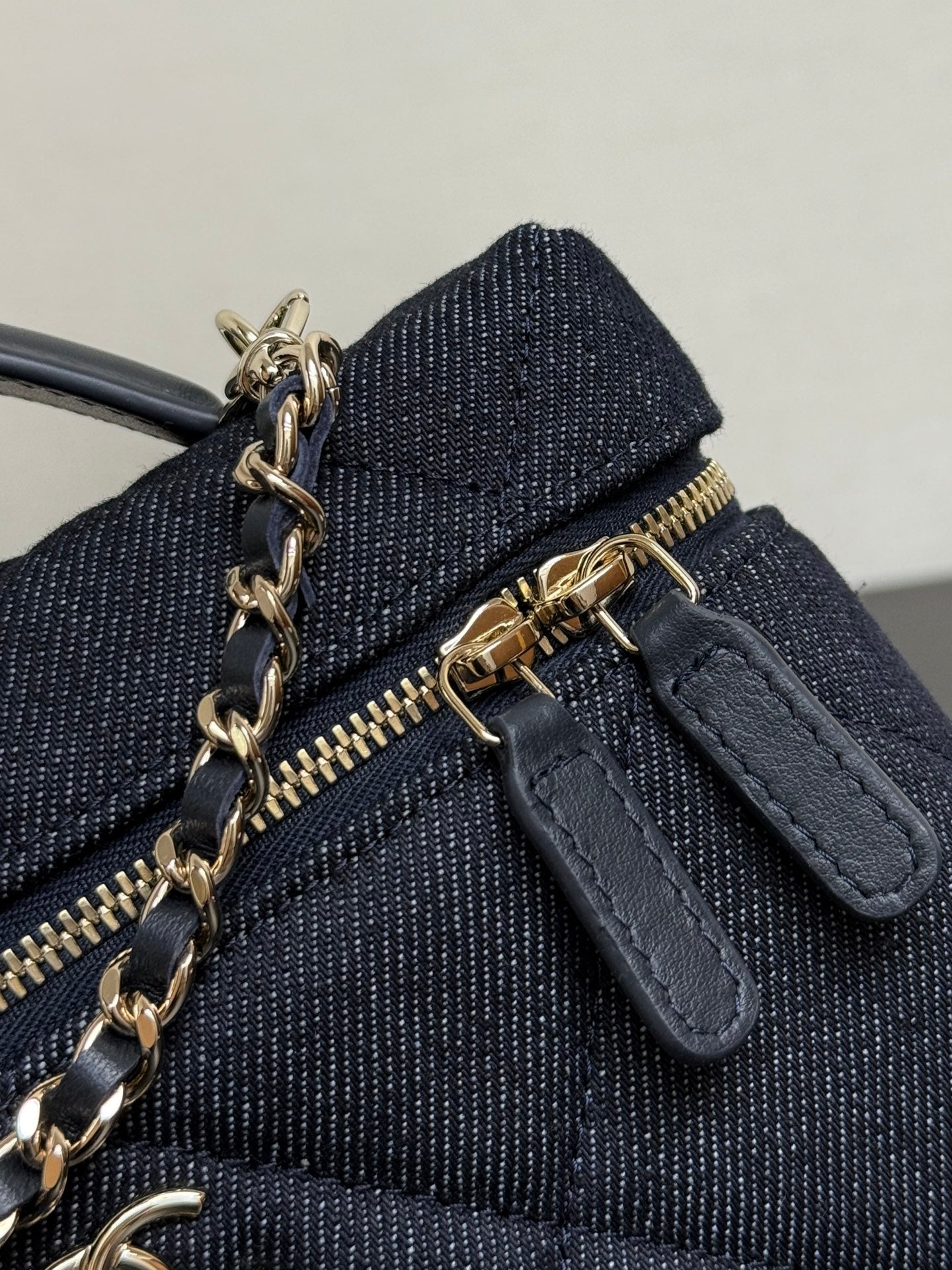 Chanel 2026 Vanity Case 19cm Blue Denim Leather