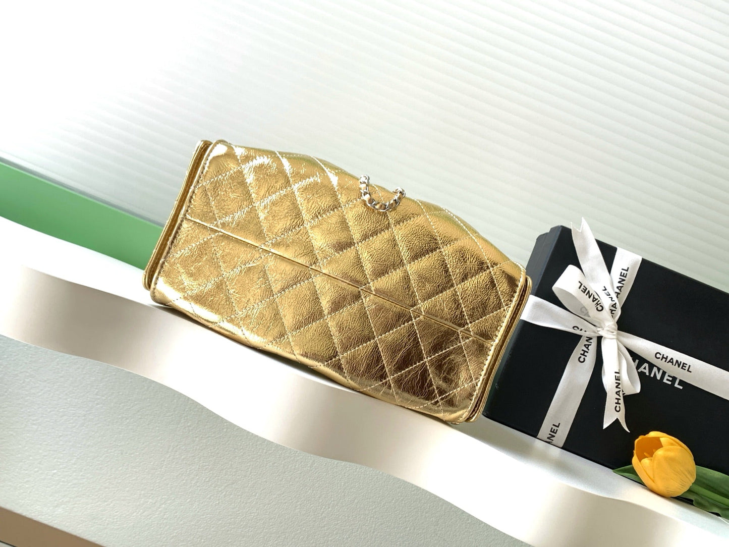 Chanel 2026 Hobo Shoulder Bag Gold And Silver Metallic Calfskin