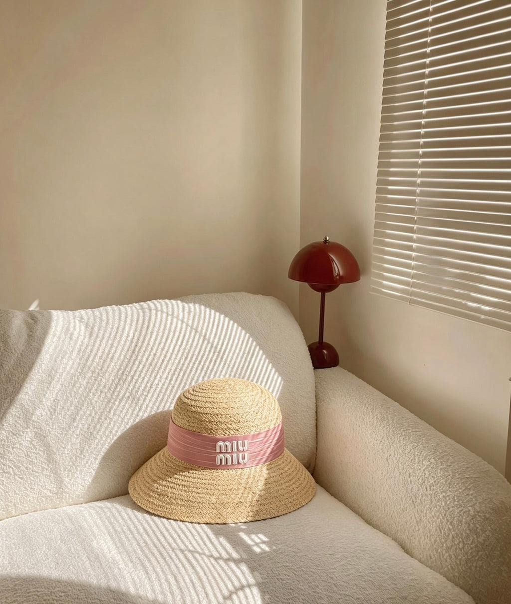 MIU MIU Raffia Straw Bucket Hat